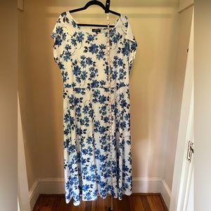 White and blue floral dress